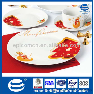 2014 hot sale christmas porcelain dinner set with plate, cup&saucer